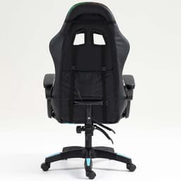 vue arrière de la Chaise Gaming PowerGaming LED RGB Noir+Bleu