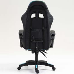 vista traseira da Cadeira Gaming PowerGaming LED RGB com Apoio para Pés Preto+Azul