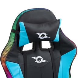 almofada cervical da Cadeira Gaming PowerGaming LED RGB com Apoio para Pés Preto+Azul