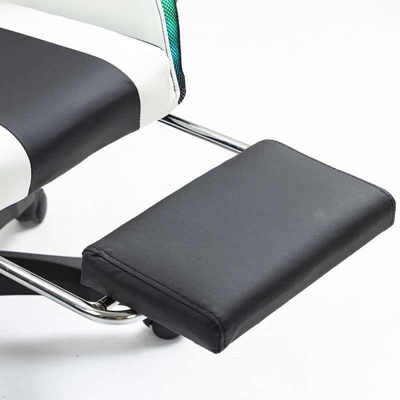 repose-pieds de la Chaise Gaming PowerGaming LED RGB avec Haut-parleur Bluetooth et Massage Noir+Blanc