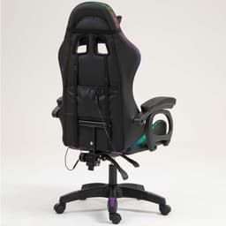 vista traseira e lateral da Cadeira Gaming PowerGaming LED RGB Preto+Lilás