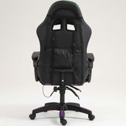 vista traseira da Cadeira Gaming PowerGaming LED RGB Preto+Lilás