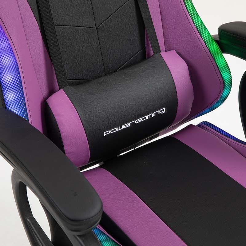 almofada lombar da Cadeira Gaming PowerGaming LED RGB Preto+Lilás