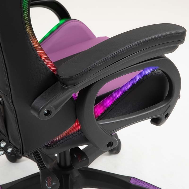 apoio de braços da Cadeira Gaming PowerGaming LED RGB Preto+Lilás