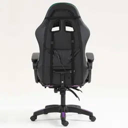 vue arrière de la Chaise Gaming PowerGaming LED RGB avec Repose-pieds Noir+Lilas
