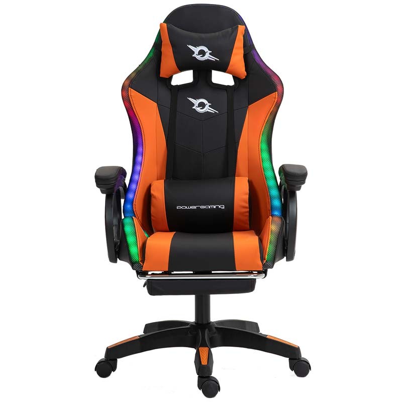PowerGaming LED RGB Silla Reposapiés Negro+Naranja - Clase B Reacondicionado - Ítem