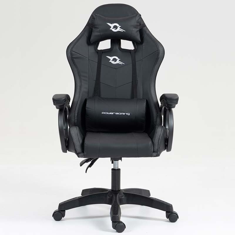 vista frontal da Cadeira Gaming PowerGaming LED RGB Preto