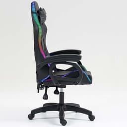 vista lateral da Cadeira Gaming PowerGaming LED RGB Preto