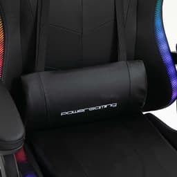 almofada lombar da Cadeira Gaming PowerGaming LED RGB com Altifalante Bluetooth, Massagem e Apoio para Pés Preto