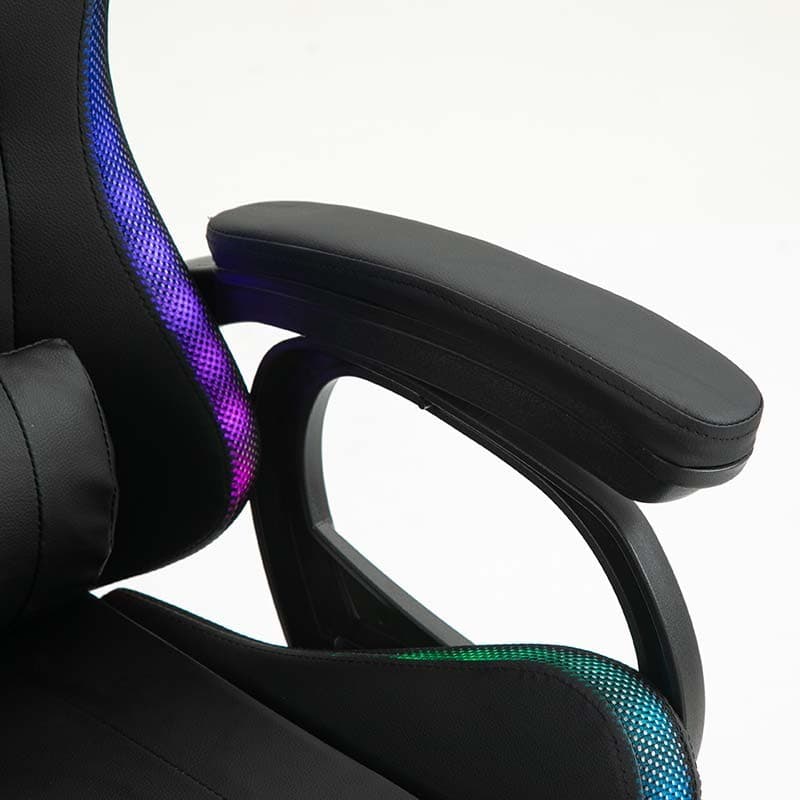 apoio de braços da Cadeira Gaming PowerGaming LED RGB com Altifalante Bluetooth, Massagem e Apoio para Pés Preto