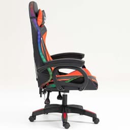 vista lateral da Cadeira Gaming PowerGaming LED RGB Preto+Vermelho