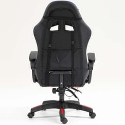 vista traseira da Cadeira Gaming PowerGaming LED RGB Preto+Vermelho