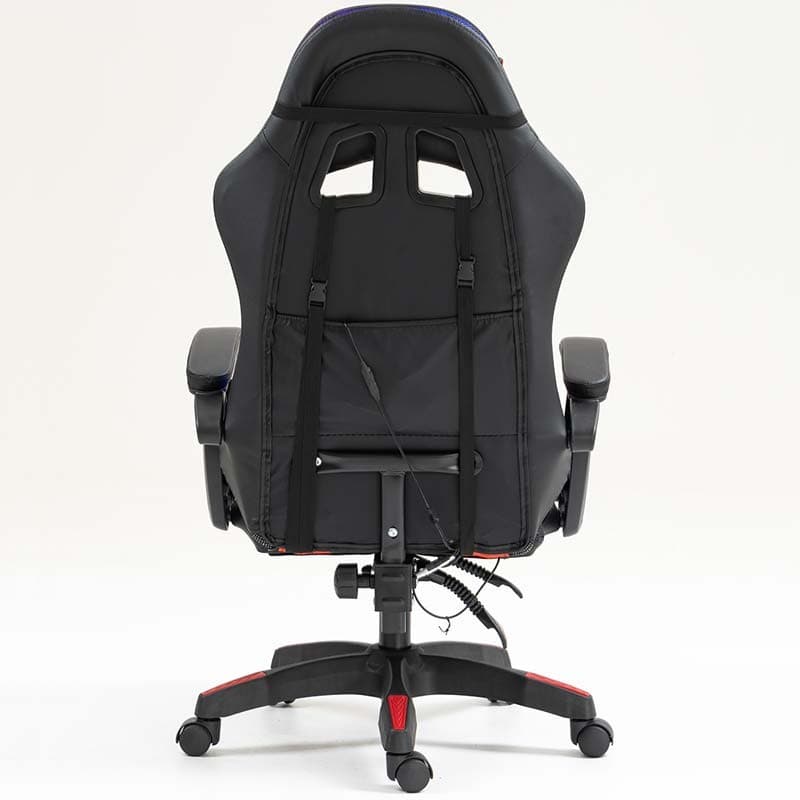 vue arrière de la Chaise Gaming PowerGaming LED RGB Noir+Rouge
