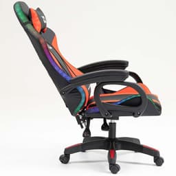 vista traseira da Cadeira Gaming PowerGaming LED RGB Preto+Vermelho reclinada