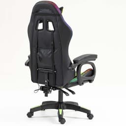 vista traseira e lateral da Cadeira Gaming PowerGaming LED RGB Preto+Verde