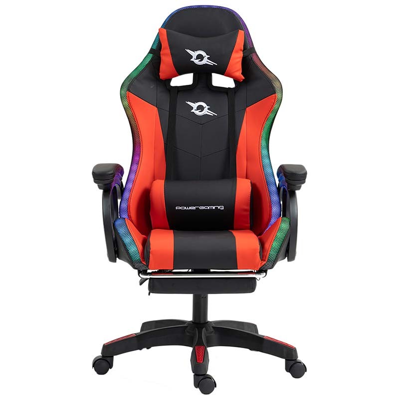 Chaise Gaming PowerGaming LED RGB avec Haut-parleur Bluetooth, Massage et Repose-pieds Noir+Rouge - Class B Refurbished - Ítem