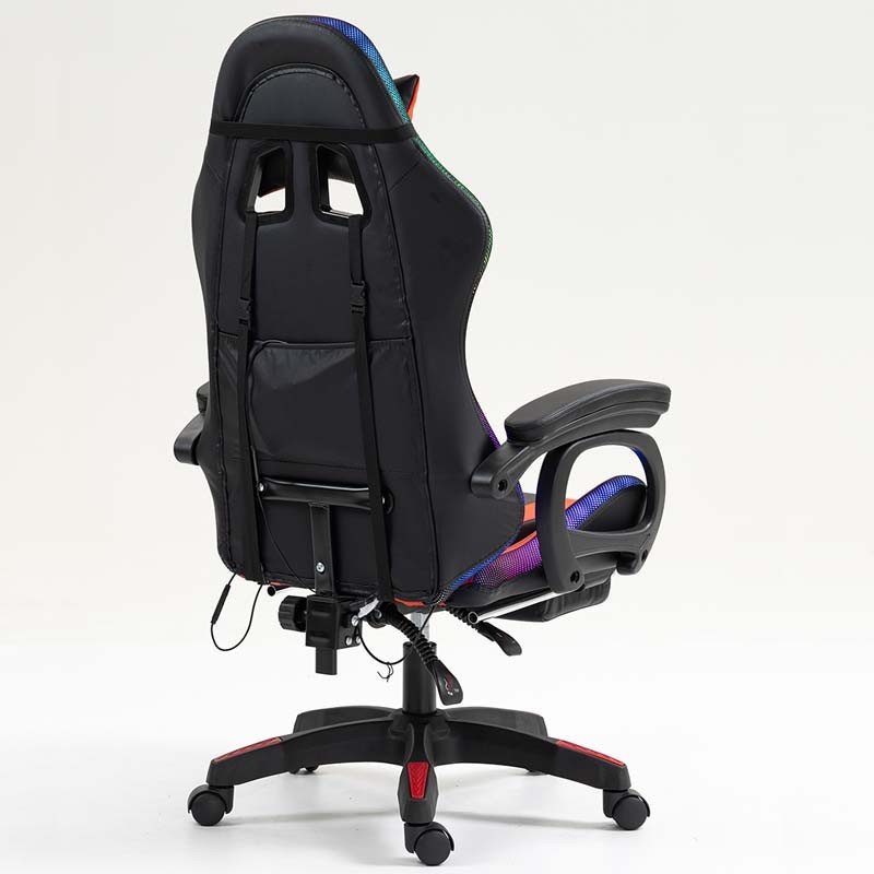 PowerGaming LED RGB Silla 7 puntos Masaje Reposapiés Negro+Rojo - Ítem3