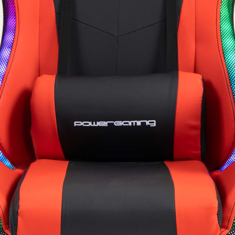 Chaise Gaming PowerGaming LED RGB avec Haut-parleur Bluetooth, Massage et Repose-pieds Noir+Rouge - Class B Refurbished - Ítem6