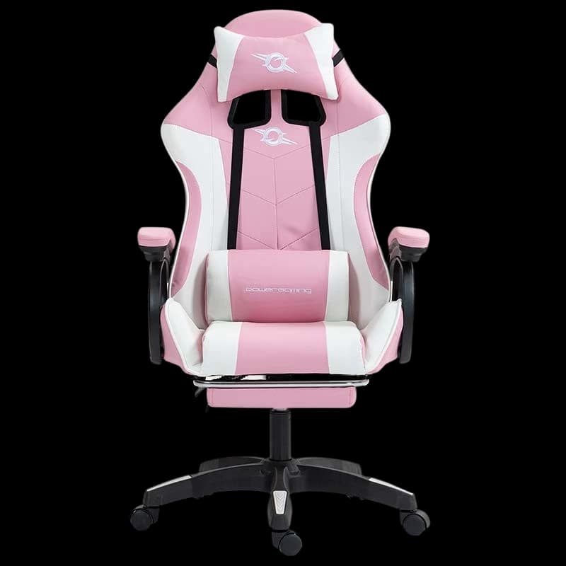 PowerGaming Cadeira 7 pontos massagem apoio para pés Branco+Rosa