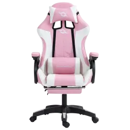 PowerGaming Cadeira 7 pontos massagem apoio para pés Branco+Rosa