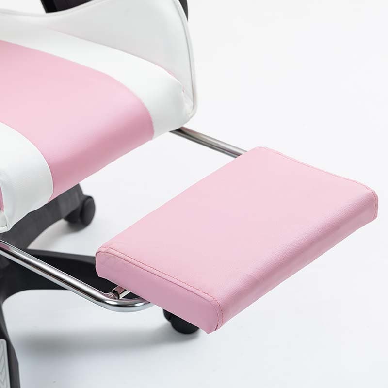apoio para pés da Cadeira Gaming PowerGaming com 7 pontos de Massagem e Apoio para Pés Branco+Rosa
