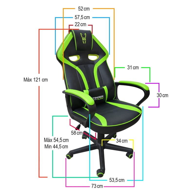 Chaise Gaming Woxter Stinger Station Alien Green - Ítem6