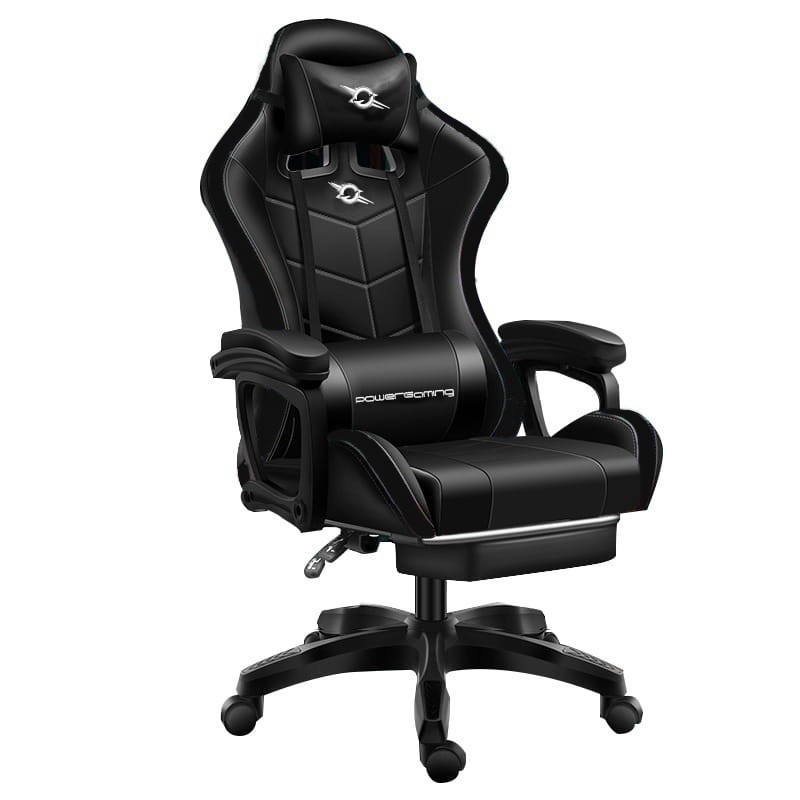 Chaise Gaming PowerGaming avec haut-parleur Bluetooth et massage + repose-pieds noir - Ítem