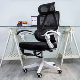 vista frontal y lateral de la Silla de Oficina Powerbasics Confort T20 Negro