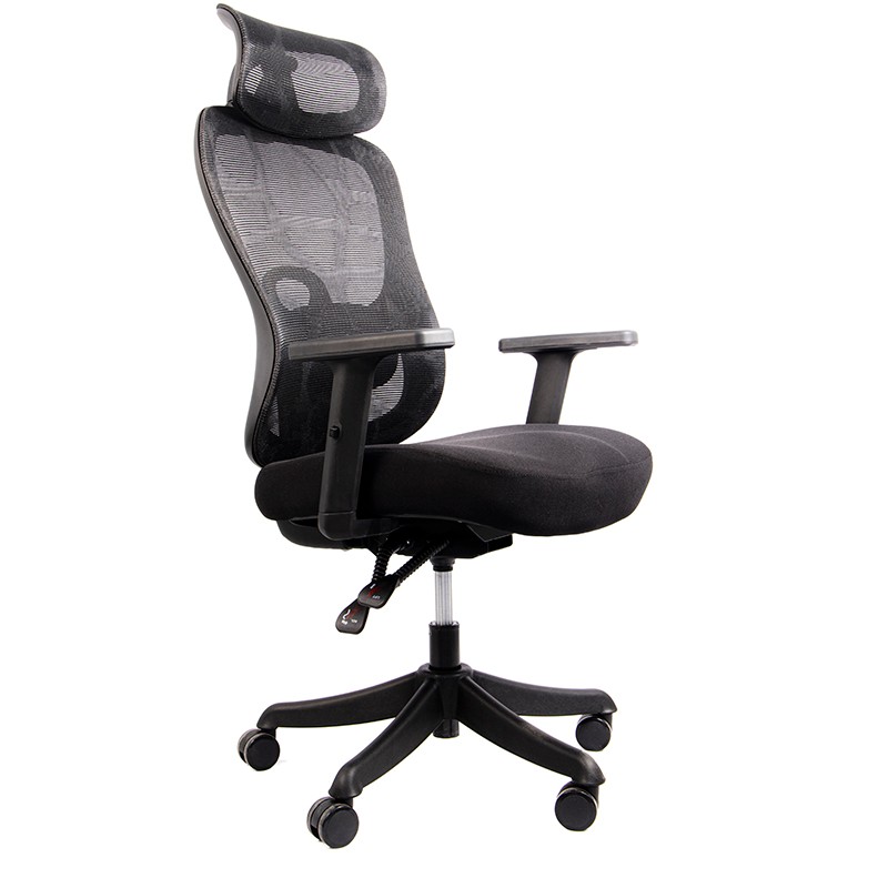 Silla de Oficina Powerbasics Ergo Negro con Refuerzo lumbar y Reposacabezas - Ítem1