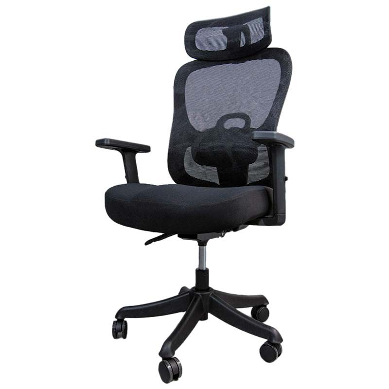 Silla de Oficina Powerbasics Ergo Negro con Refuerzo lumbar y Reposacabezas - Ítem