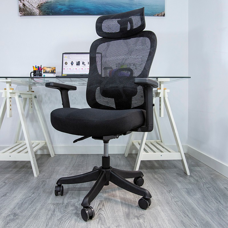 Silla de Oficina Powerbasics Ergo Negro con Refuerzo lumbar y Reposacabezas - Ítem8