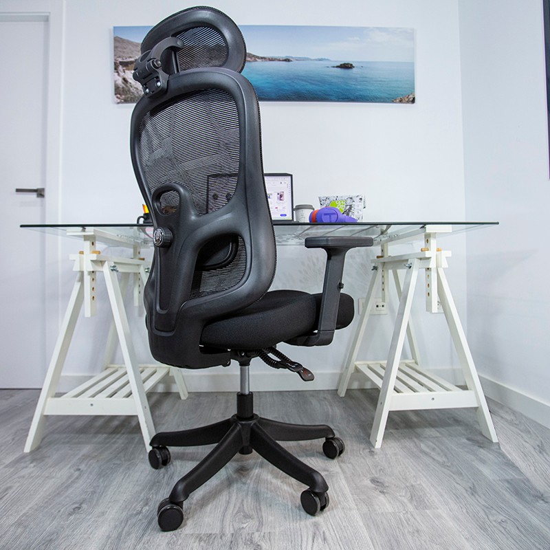 Silla de Oficina Powerbasics Ergo Negro con Refuerzo lumbar y Reposacabezas - Ítem10