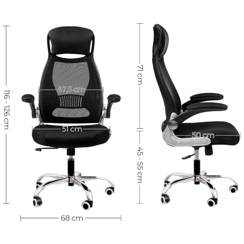 Cadeira de Escritório Powerbasics W2003 Preto com Descanso de Braços Rebatíveis - Sem Selo - Item11