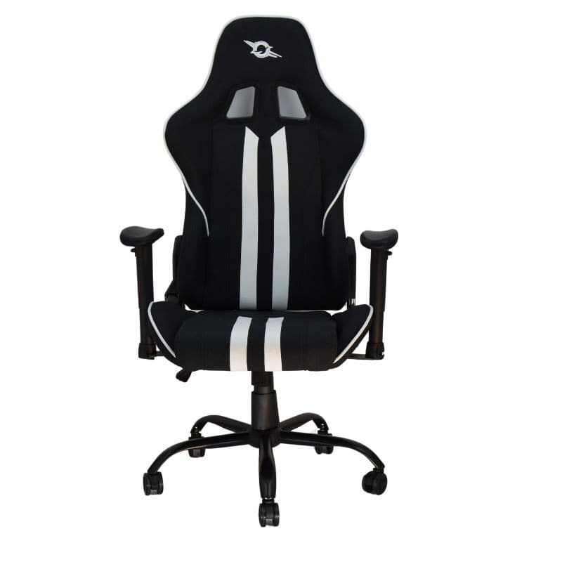  Vue de face de la Chaise en Tissu PowerGaming Burnout Noir+Blanc