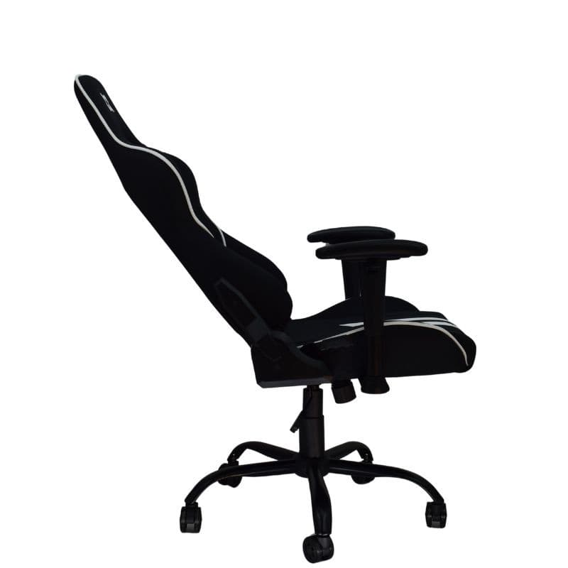 Vue latérale de la Chaise en Tissu PowerGaming Burnout Noir+Blanc