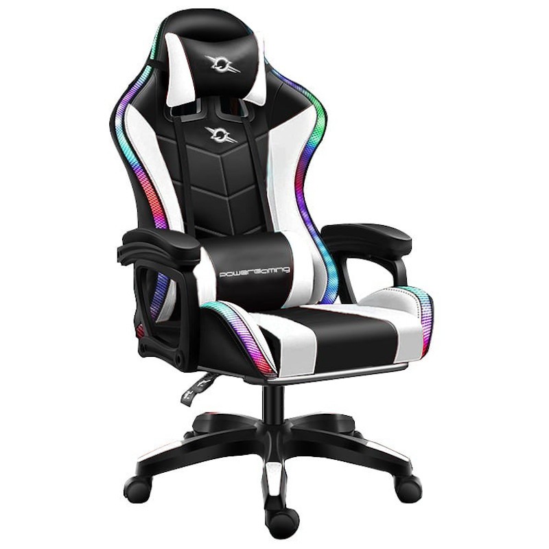 Gaming Chair PowerGaming LED RGB White/Black