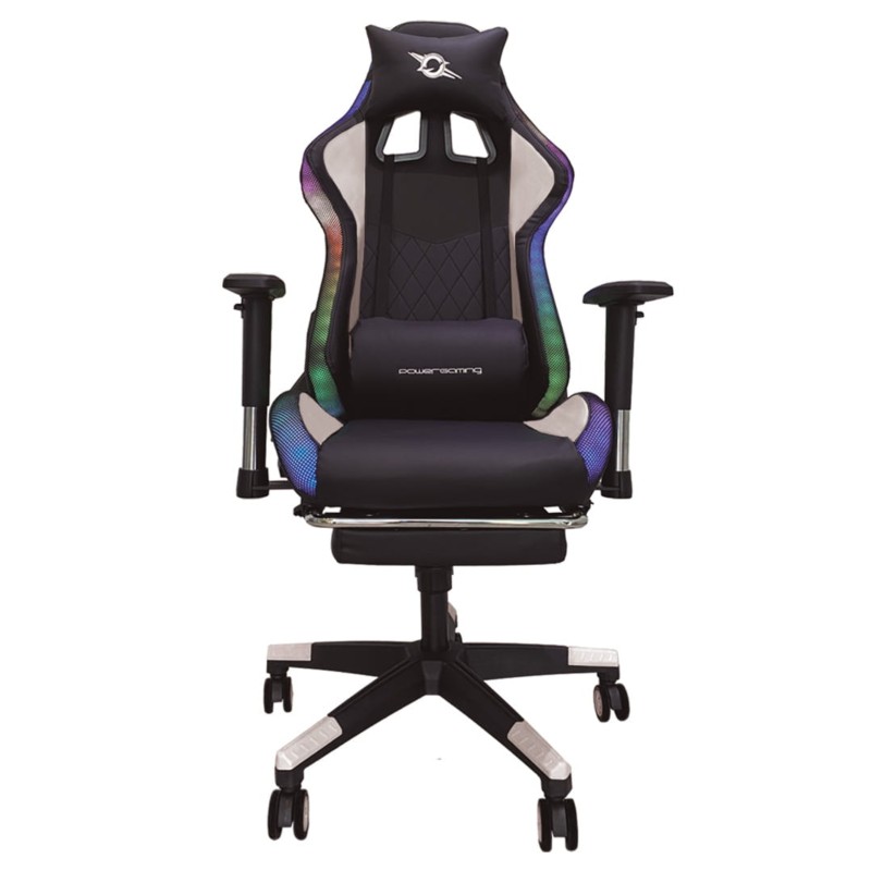 Silla PowerGaming LED RGB V2 Blanco con Reposapiés - Ítem1