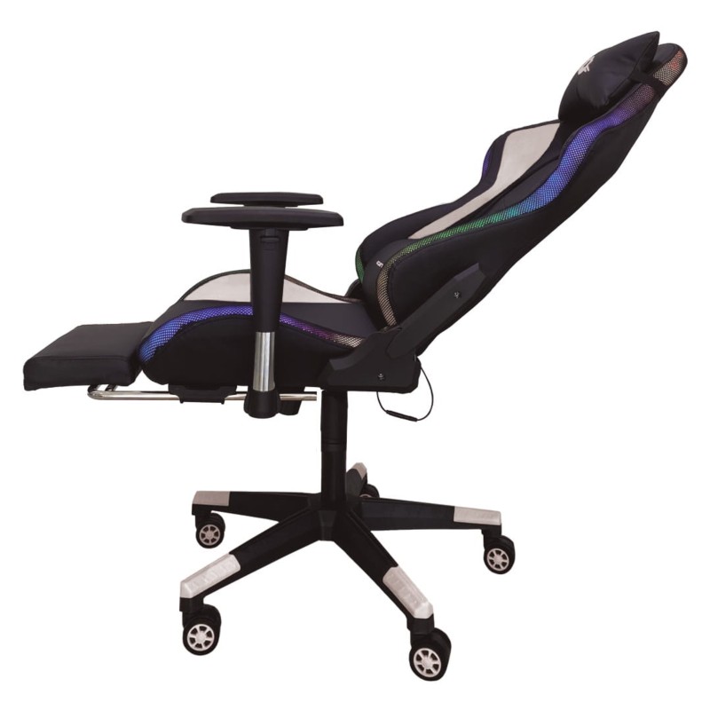 Silla PowerGaming LED RGB V2 Blanco con Reposapiés - Ítem9