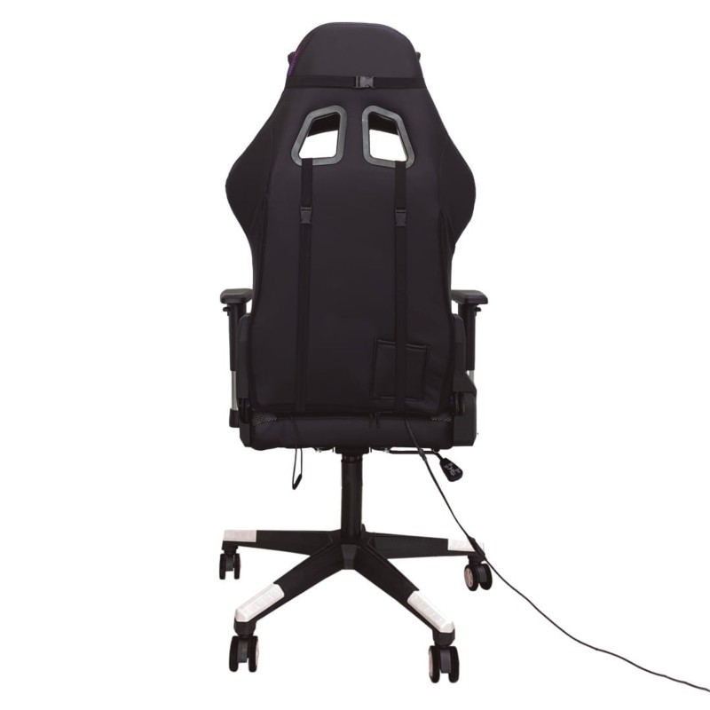 Silla PowerGaming LED RGB V2 Blanco con Reposapiés - Ítem10