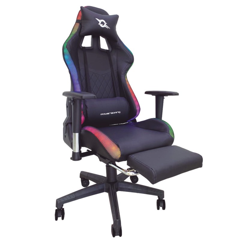 Silla PowerGaming LED RGB V2 Negro con Reposapiés - Ítem1