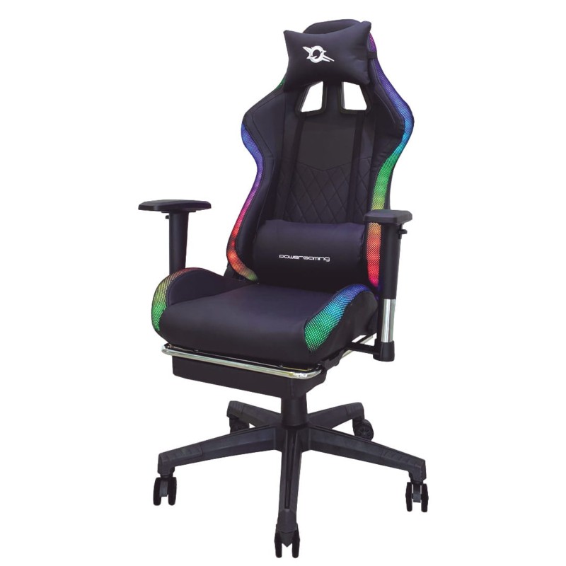 Silla PowerGaming LED RGB V2 Negro con Reposapiés - Ítem3