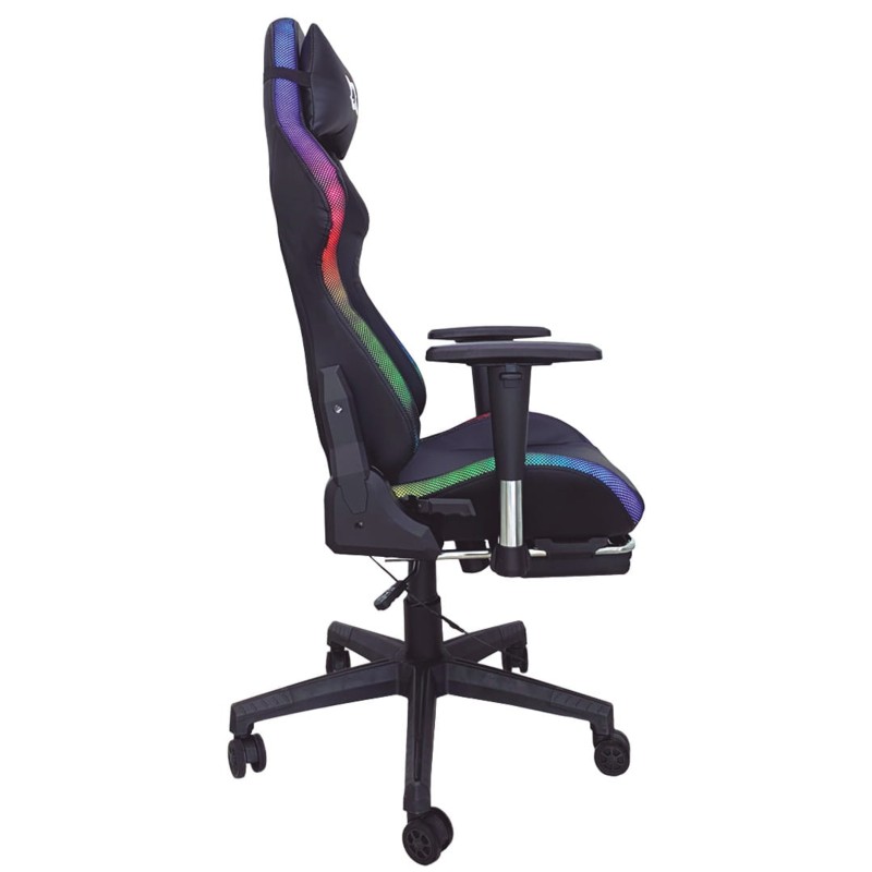 Chaise Gaming PowerGaming LED RGB Noir avec Repose Pieds