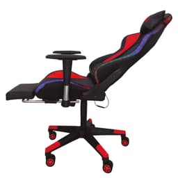 Cadeira PowerGaming LED RGB V2 Red com apoio para os pés vista lateral esquerda com encosto e apoio para os pés desdobrados