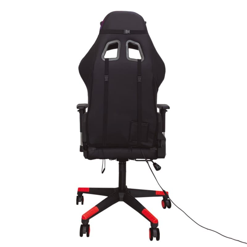 Cadeira PowerGaming LED RGB V2 Red com apoio para os pés vista traseira