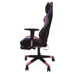 Chaise PowerGaming LED RGB V2 rose avec repose-pieds vue du côté gauche