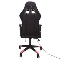Chaise PowerGaming LED RGB V2 rose avec repose-pieds vue arrière