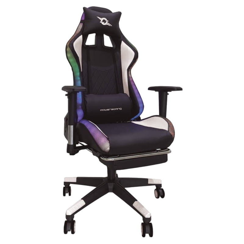 Silla PowerGaming LED RGB V2 Blanco con Reposapiés - Ítem
