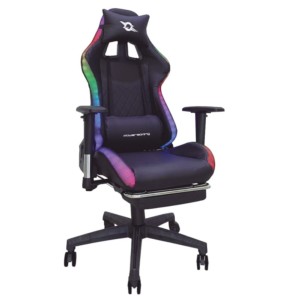 Chaise PowerGaming LED RVB V2 Noire avec Repose-pieds