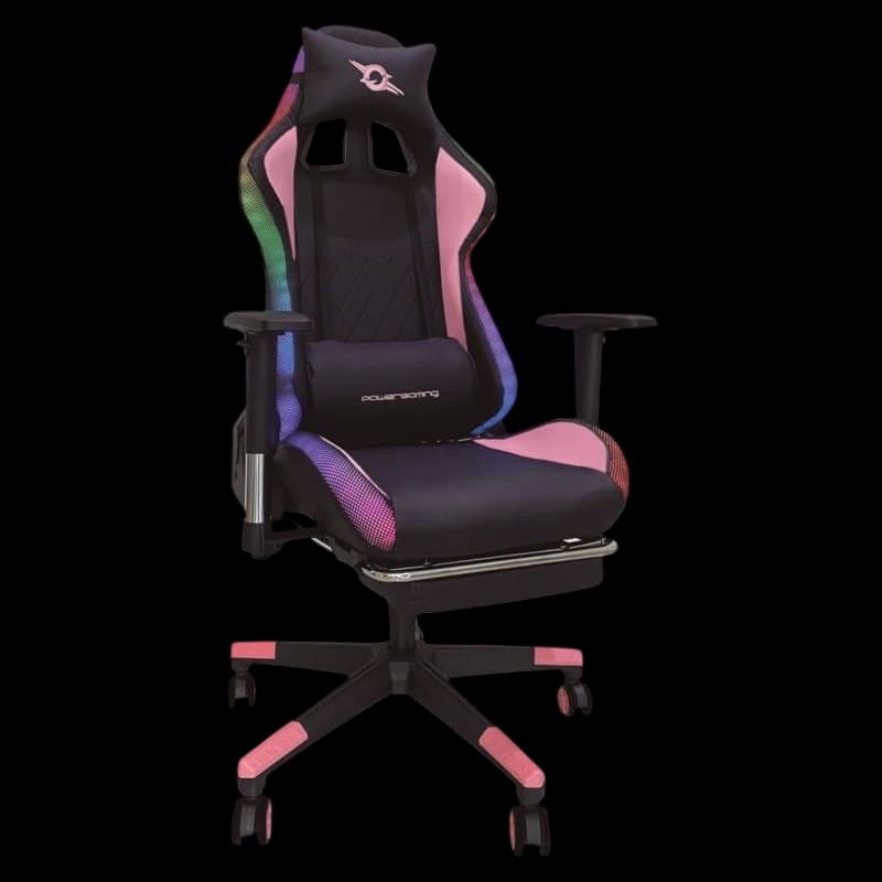 Chaise PowerGaming LED RVB V2 Rose avec Repose-pieds