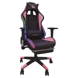 Chaise PowerGaming LED RVB V2 Rose avec Repose-pieds